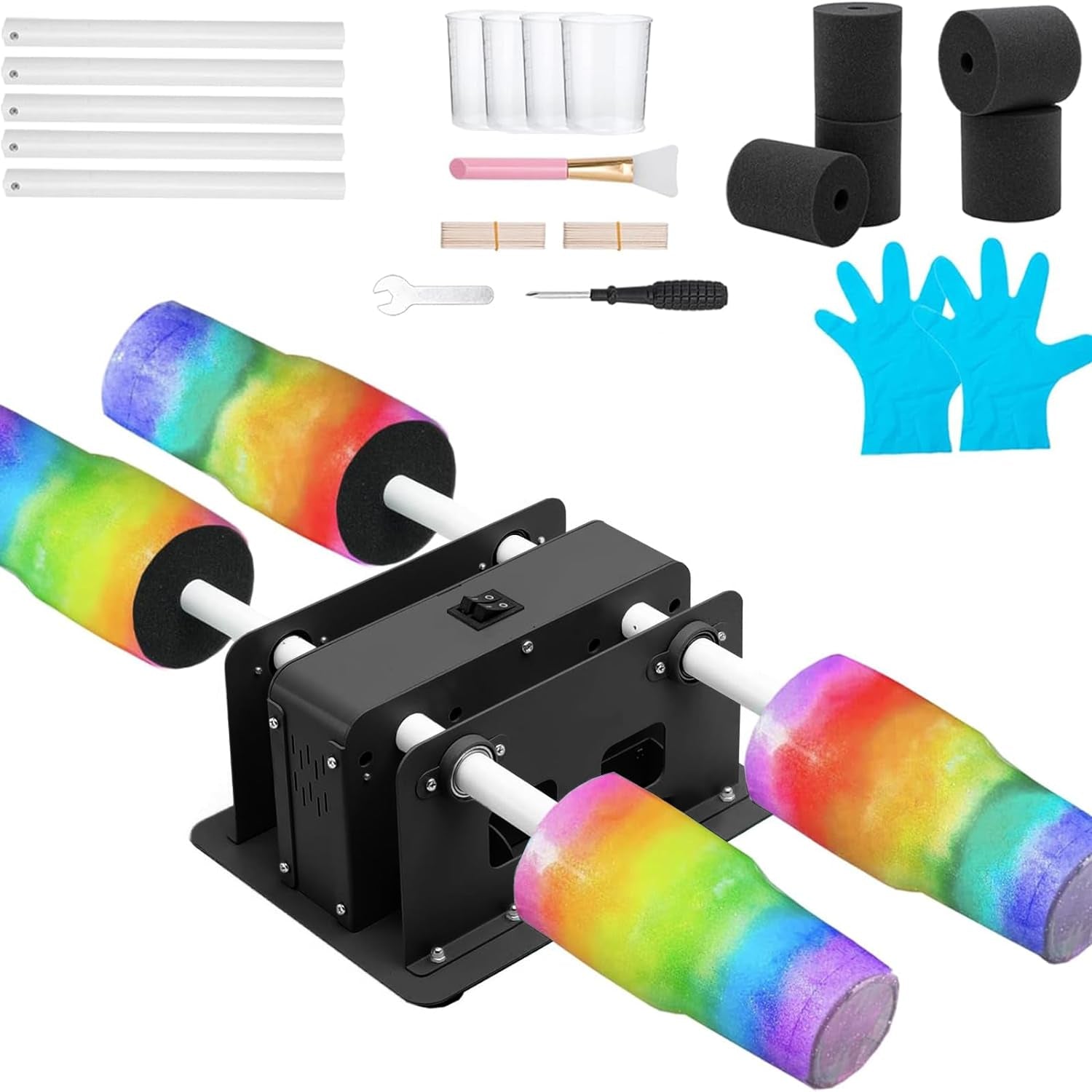 Creative Cuptisserie 4 Cup Turner Tumbler Steel Frame Cup Spinner Machine for Drying Epoxy Resin DIY Rotisserie Motor Rotator Kit to Personalize Tumbler Spinner Crafts at Home