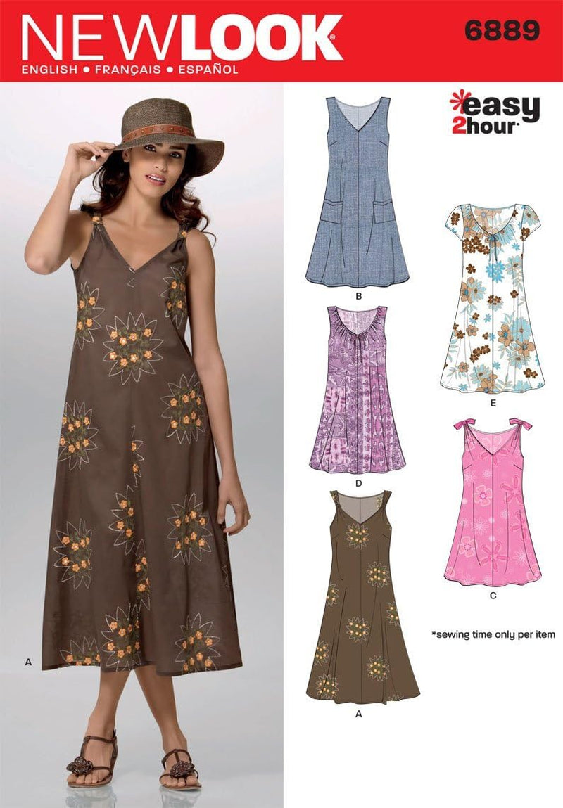 Sewing Pattern 6889 Misses Dresses, Size a (8-10-12-14-16-18)