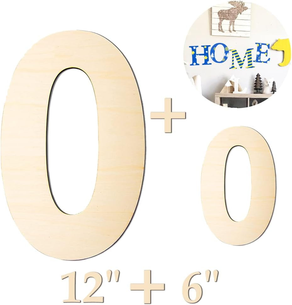 Large Wooden Number 5, Unfinished Wood Crafts Wood Numbers Letters for DIY Craft Projects, Birthday, Party, Wedding Decorations, Big Wooden Numbers 12 Inch and Small Wooden Numbers 6 Inch (2Pcs/Set)