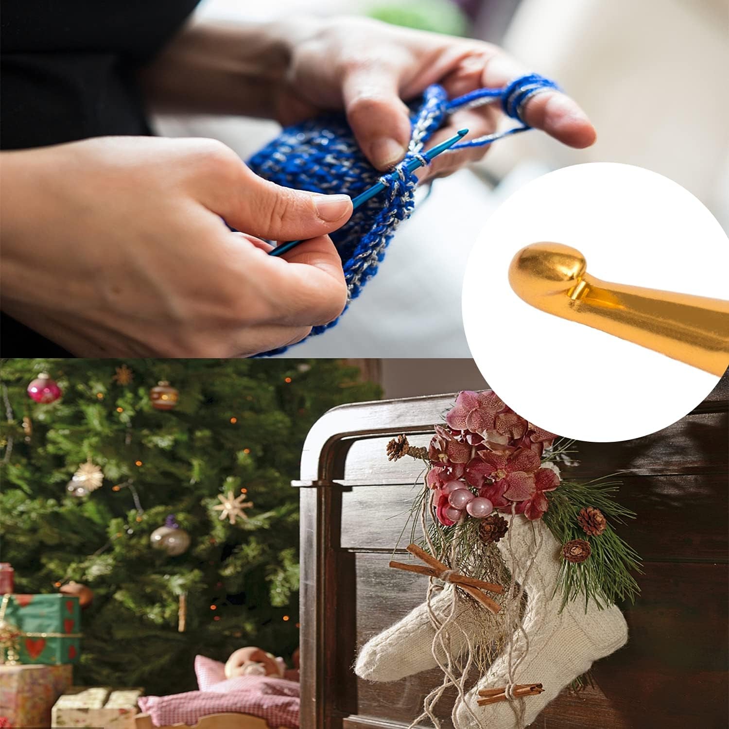 22Pcs Crochet Hooks Set,  Aluminum Handle Knitting Needles, Multicolor Crochet Needles for Yarn Craft, 0.6~6.5Mm