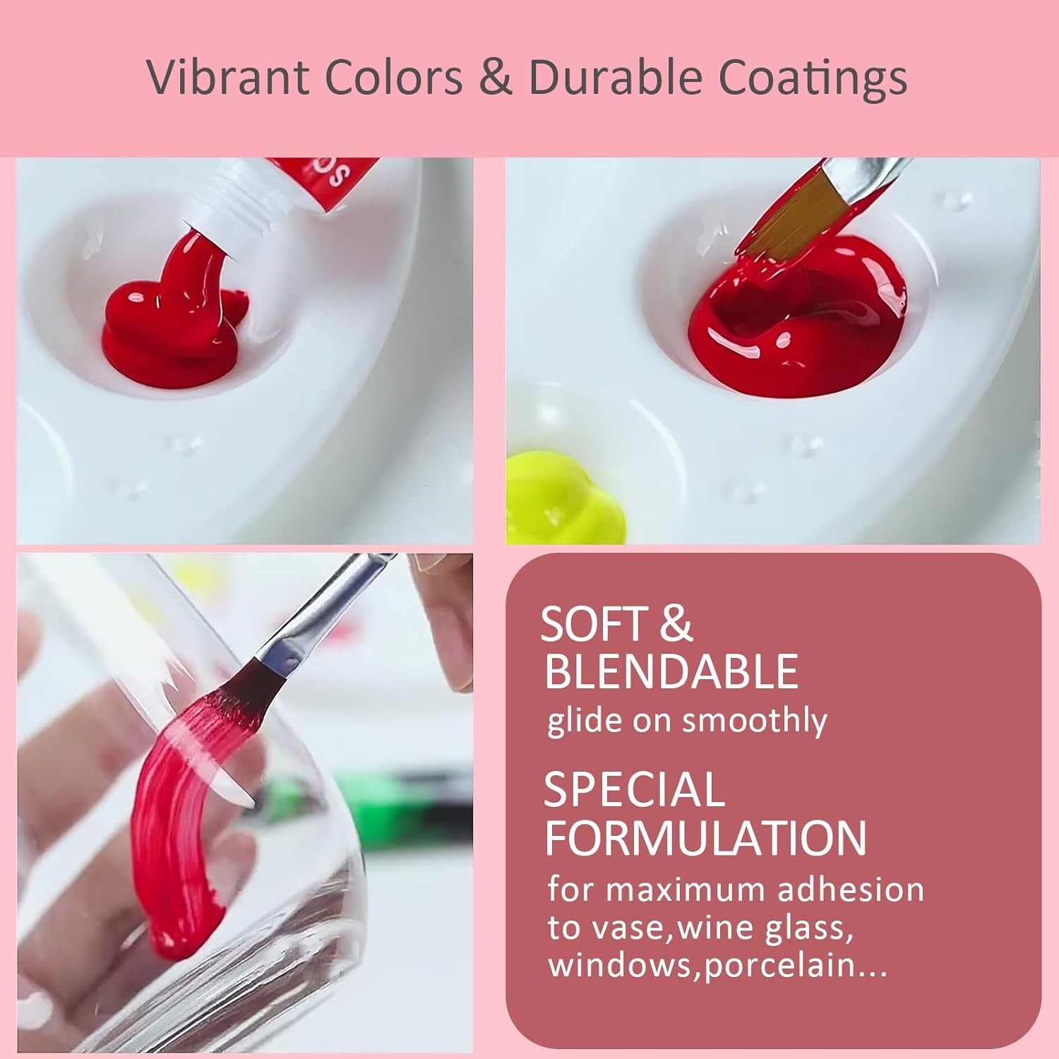 Stain Glass Paint Kit with 12 Colors, 3 Nylon Brushes, 1 Palette, Permanent Acrylic Enamel Painting Set to Create Translucent Arts on Transparent Wine Glasses, Enamel, Window and Glass