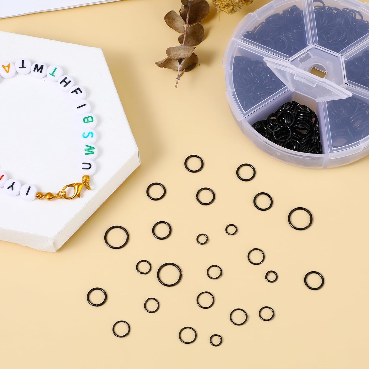 970 PCS Black Jump Rings, Black Jump Rings for Jewelry Making Small O Ring for Jewelry Making Chainmail Metal Open Jump Rings Connectors for Bracelet Earrings Necklace Crafts (4/5/6/7/8/10Mm) (Black)