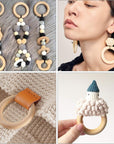 10 Pcs Macrame Wooden Rings, 60Mm/2.4Inch Natural Unfinished Solid Wood Hoops for DIY Craft Pendant Connectors Jewelry Making