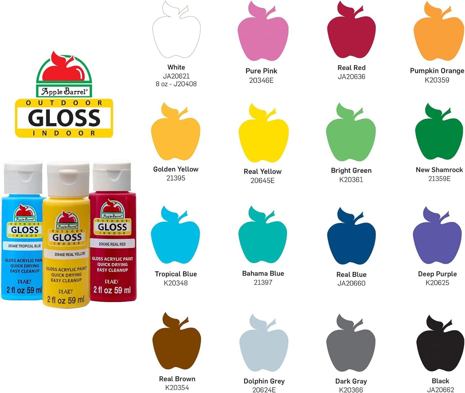 Gloss Paint Set, 16 Piece (2-Ounce), PROMOABG Colors