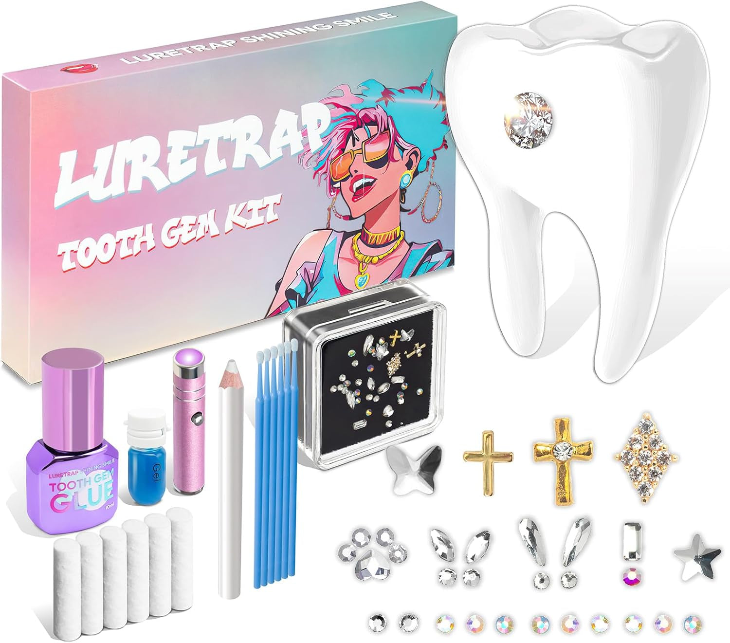 DIY Gem Kit - 30 Sparkling Crystals, Light for Dazzling Smiles Tth