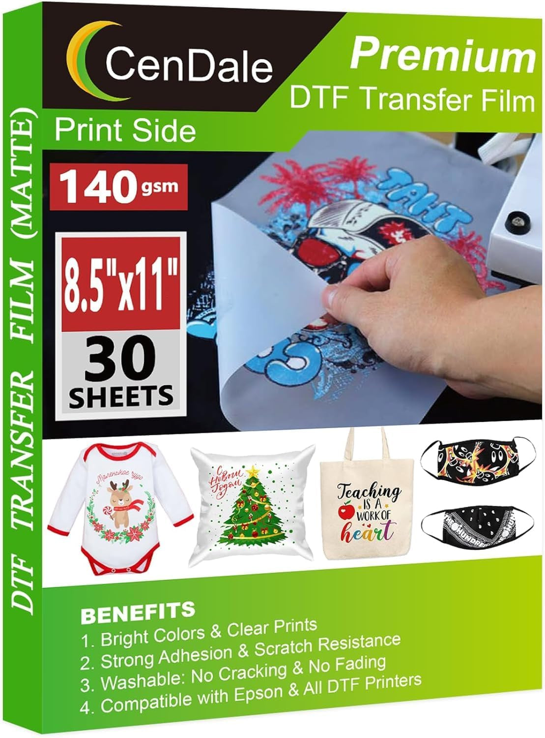 DTF Transfer Film 8.5&quot;X14&quot; - 60 Sheets Thick Double Sided DTF Film for Sublamation Hack on Cotton, Direct to Film Printing on Dark and Light T-Shirts, Cold &amp; Hot Peel DTF Paper, 140Gsm Matte