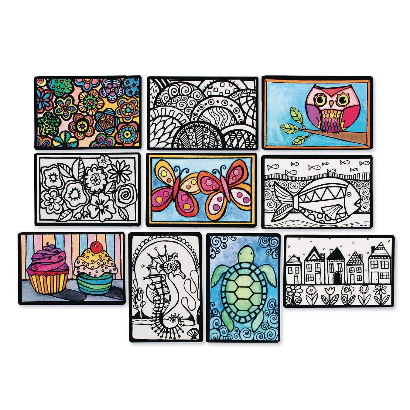 Velvet Art to Go! 2 Spiral Bound Coloring Books W/Perforated Cardstock Pages, Fuzzy, Felt, Great for Travel: Planes, Cars, Backpacks, 20 Different Projects Total, Kids &amp; Adults, 4"X6".