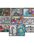 Velvet Art to Go! 2 Spiral Bound Coloring Books W/Perforated Cardstock Pages, Fuzzy, Felt, Great for Travel: Planes, Cars, Backpacks, 20 Different Projects Total, Kids & Adults, 4"X6".