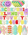 76 Piece Self Adhesive Chenille Letters Patches Cute Chenille Embroidered Patches Letter Patches Number Patches Sticker for DIY Jackets Clothing Patches Mobile Phone Backpacks Hat (Colorful, Classic)