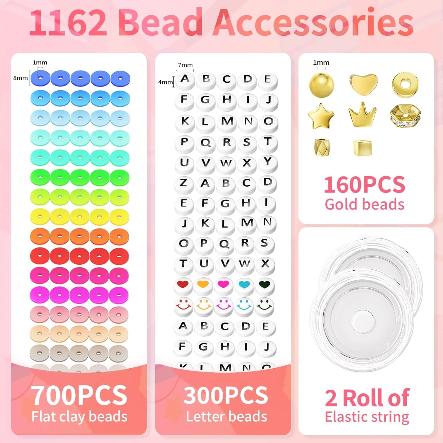 1642 Pieces Clay Beads for Friendship Bracelets Making Kit, 24 Styles Jewelry Making Supplies Cute Beads Charms with Elastic String and Organizer Gifts for Teens Girls Ages 6 7 8 9 10 11 12