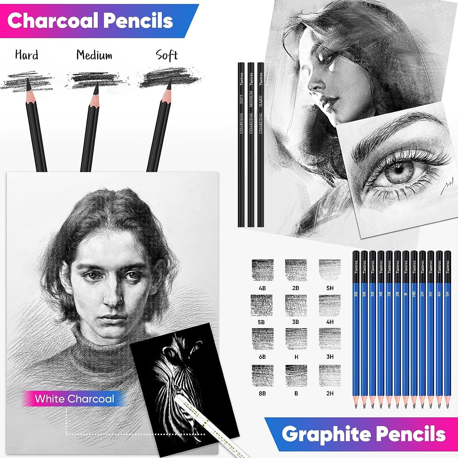 Art Supplies for Adults Kids, 81-Pack Pro Art Kit Drawing Pencils Set, Drawing Supplies Sketch Book, Sketching Pencils Kits, Graphite Pencils, Charcoal Pencils, Watercolor Metallic Sketch Art Pencils