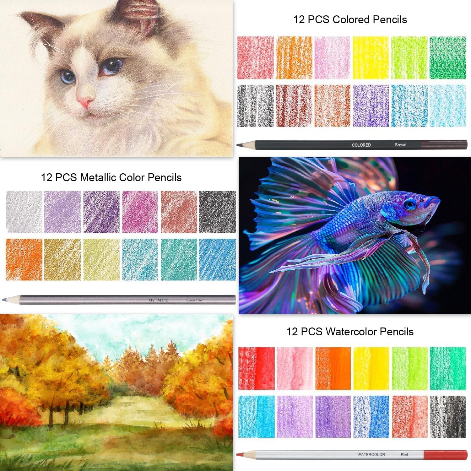Drawing Set Sketching Kit, 76 Pack Drawing Pencils, Drawing Supplies Include 3 Color Sketch Book, Watercolor, Metallic, Colored, Charcoal Pencils, Professional Art Supplies for Adults, Kid and Teens.