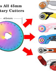 45Mm Rotary Cutter Blades,Replacement Blades,Fits Fiskars,Olfa,Martelli,Dremel,Truecut,Dafa,Sks-7,Fabric Cutting Blades Refill for Quilting Scrapbooking Sewing Arts &Crafts,10 Pack (Rainbow)