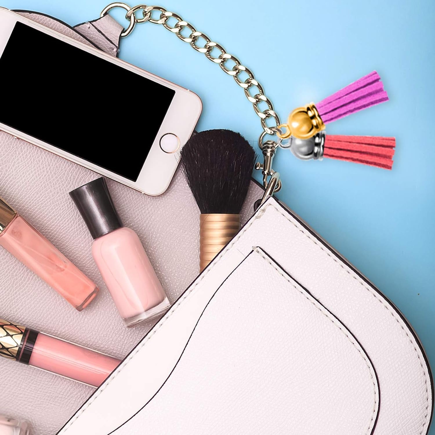 240 Pieces Keychain Tassels Bulk Leather Tassel Pendants Colorful Tassel for Keychain, Craft and DIY Projects, 60 Colors (Gold and Silver Cap)