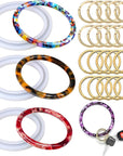 Wristlet Keychains Molds, Key Ring Bracelet Molds for Epoxy Resin Molds Casting, Silicone Mold for Car Key Chain Bracelets Wristlet Wallet with 10Pcs Key Chains and 10Pcs Key Rings