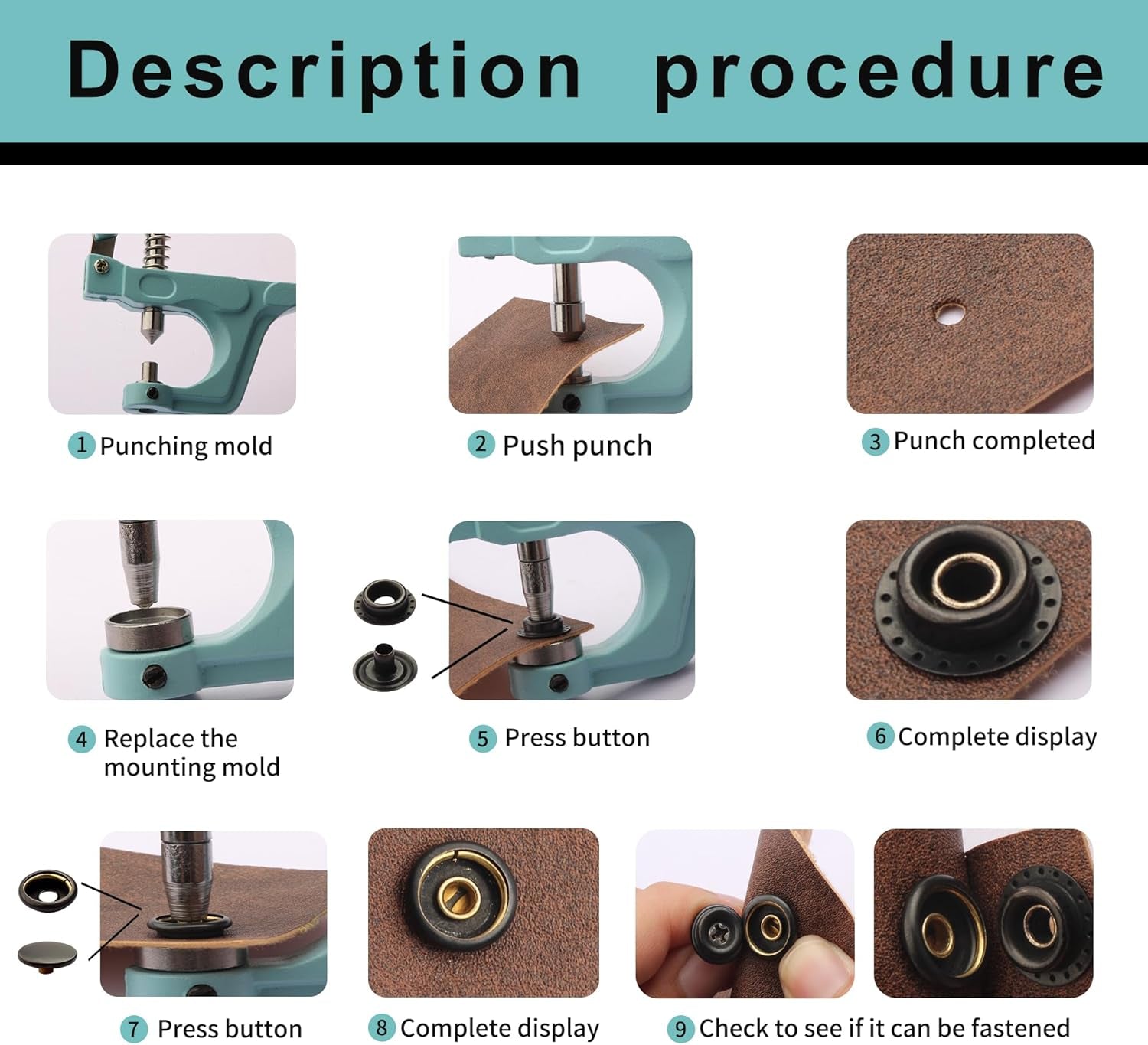 Heavy Duty Snap Fastener Tool Kit， 60 Pcs Canvas Snap Kit,Snap Fasteners Kit 15Mm Stainless Steel Snaps Marine Grade Boat Canvas Snaps for Clothing Leather Boat Cover Fabric………