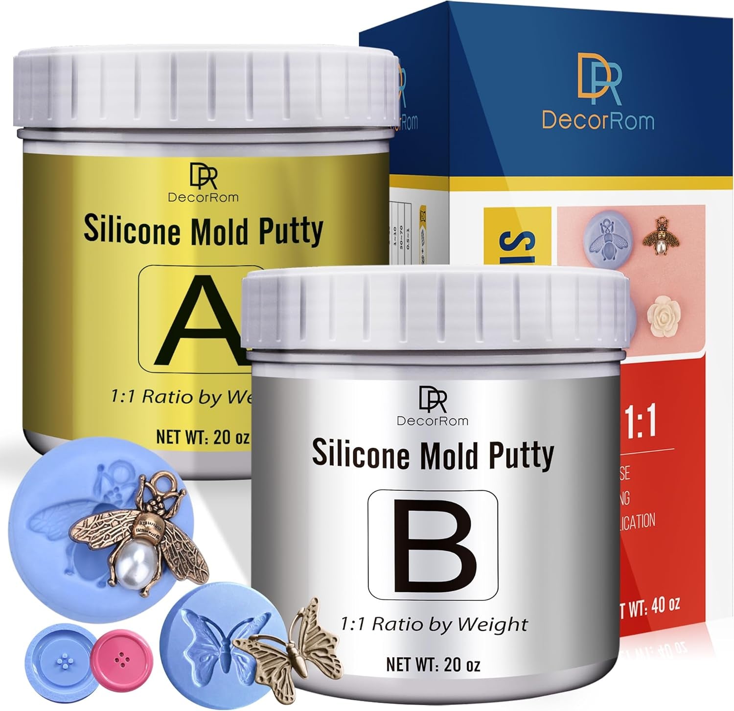 Silicone Putty - 7/8 LB Flexible Silicone Mold Making Kit for Reusable Silicone Molds Making - Easy 1:1 Mixing Ratio Fast Cured Molding Putty for Casting, Resin Molds, Soap Molds, Candle Molds