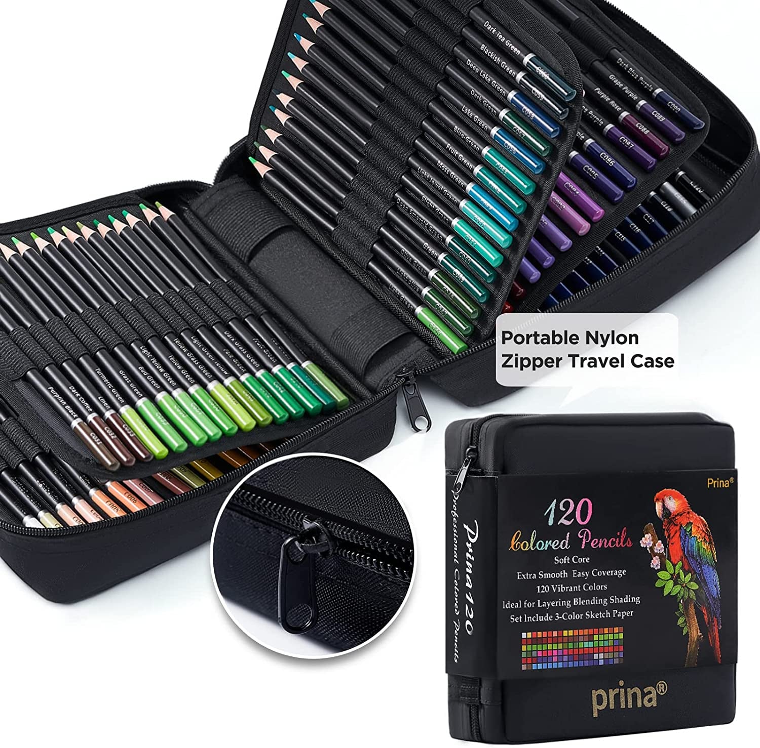 Art Supplies 120 Colors Colored Pencils Set for Adults Coloring Books with Sketchbook, Professional Vibrant Artists Coloring Pencils for Drawing Sketching Blending Shading, Soft Core Oil Based