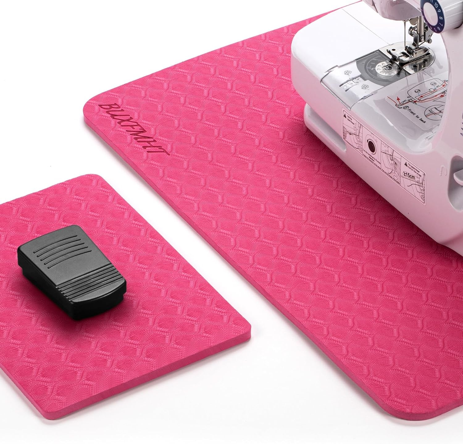 Sewing Mat Set, Sewing Machine Muffling Mat, Reduce Sewing Machine & Pedal Vibrations, Movement and Slipping, Sewing Machine and Sergers Accessory (2-Piece Set) (Rose Red)
