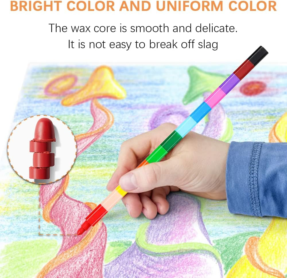 30 Pcs Stackable Crayons, Stacking Crayons Bulk, Rainbow Party Favors Mini Crayon Packs, Kids Colorful Buildable Crayon for Children Toddlers Drawing Gifts School Office Supplies, 12 Colors (30)