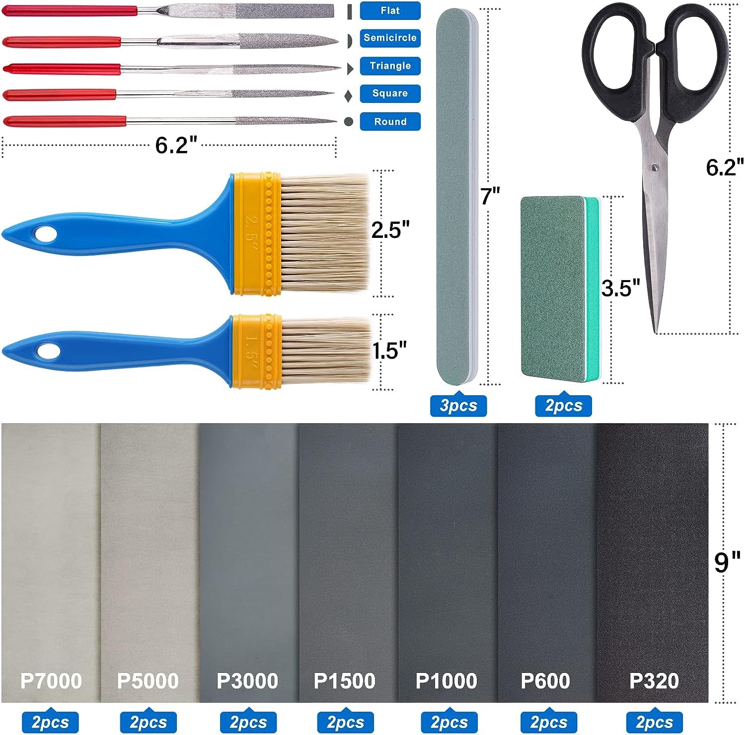 Resin Polishing Strips Kit,33Pcs Resin Supplies with Sandpaper,Resin File Kit &Blocks,Scissors,Wooden Brush,Cloth,Resin Tools for Epoxy Resin,Jewelry Making Supplies,Resin Molds