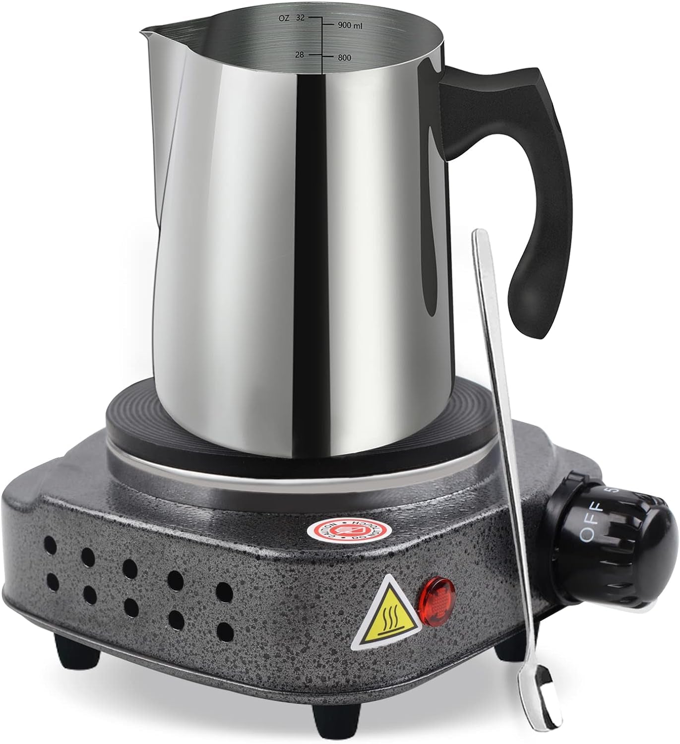 Candle Making Pouring Pot with Electric Hot Plate for Melting Wax, Candle Wax Melting Pot with Heat-Resistant Handle and Long Stain Spoon, Candle Making Kit for Adults Beginners