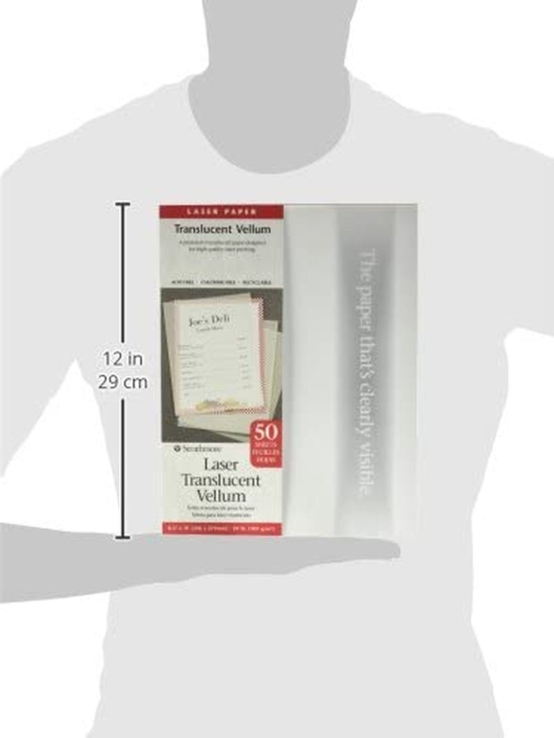 59-854 Laser Vellum Inkjet Paper, 8.5"X11", 50 Sheets,White/Ivory
