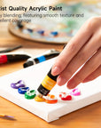 Acrylic Paint Set, 16 X12Ml Tubes Artist Quality Non Toxic Rich Pigments Colors Great for Kids Adults Professional Painting on Canvas Wood Clay Fabric Ceramic Crafts