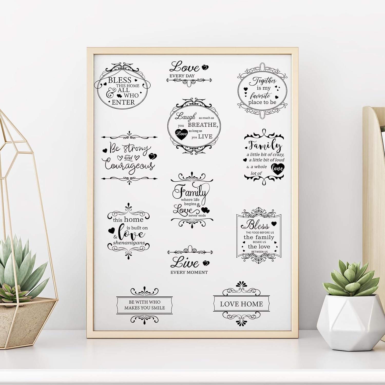 11 Sheets Vintage Word Rub on Transfers for Furniture and Crafts Black Warm Letters Rub on Transfer Furniture Stickers Decals for School Home Office DIY Art Craft Decor, 5.5 X 5.5 Inch