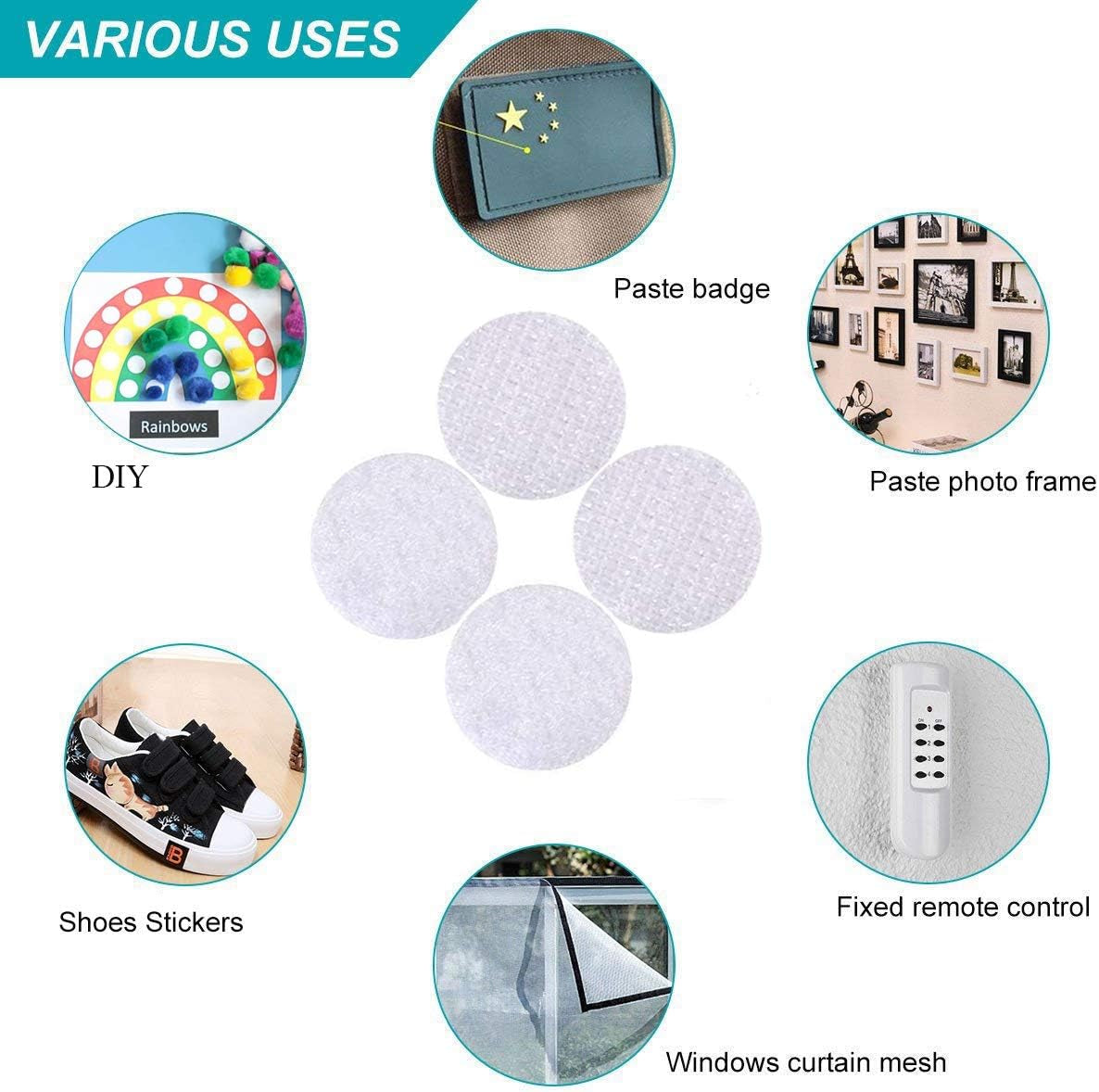 256Pcs Heavy Duty Hook and Loop Dot Pre-Cut 1 Inch in Diameter Self Adhesive Sticky Dot Fastening Mounting Double Sided Tape for Education Classroom Children'S Activities DIY Lover (White)