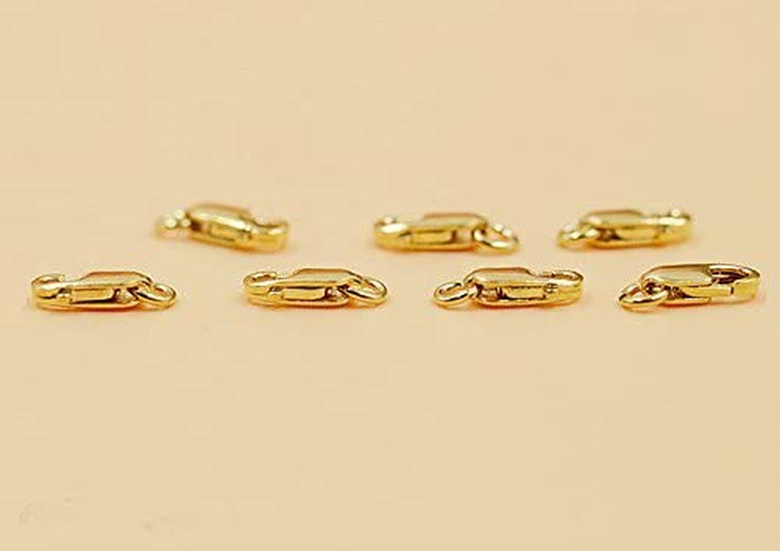 4Pcs/Set 14K Solid Yellow Gold Jewelry Lobster Clasp Bead Open Jump Ring (8Mmx3Mm)
