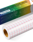 Transfer Tape for Vinyl - 12" X 30 Feet Clear W/Red Alignment Grid Medium Tack Vinyl Transfer Tape Perfect for Cricut Cameo Self Adhesive Vinyl for Signs Stickers Decals Walls Doors & Windows