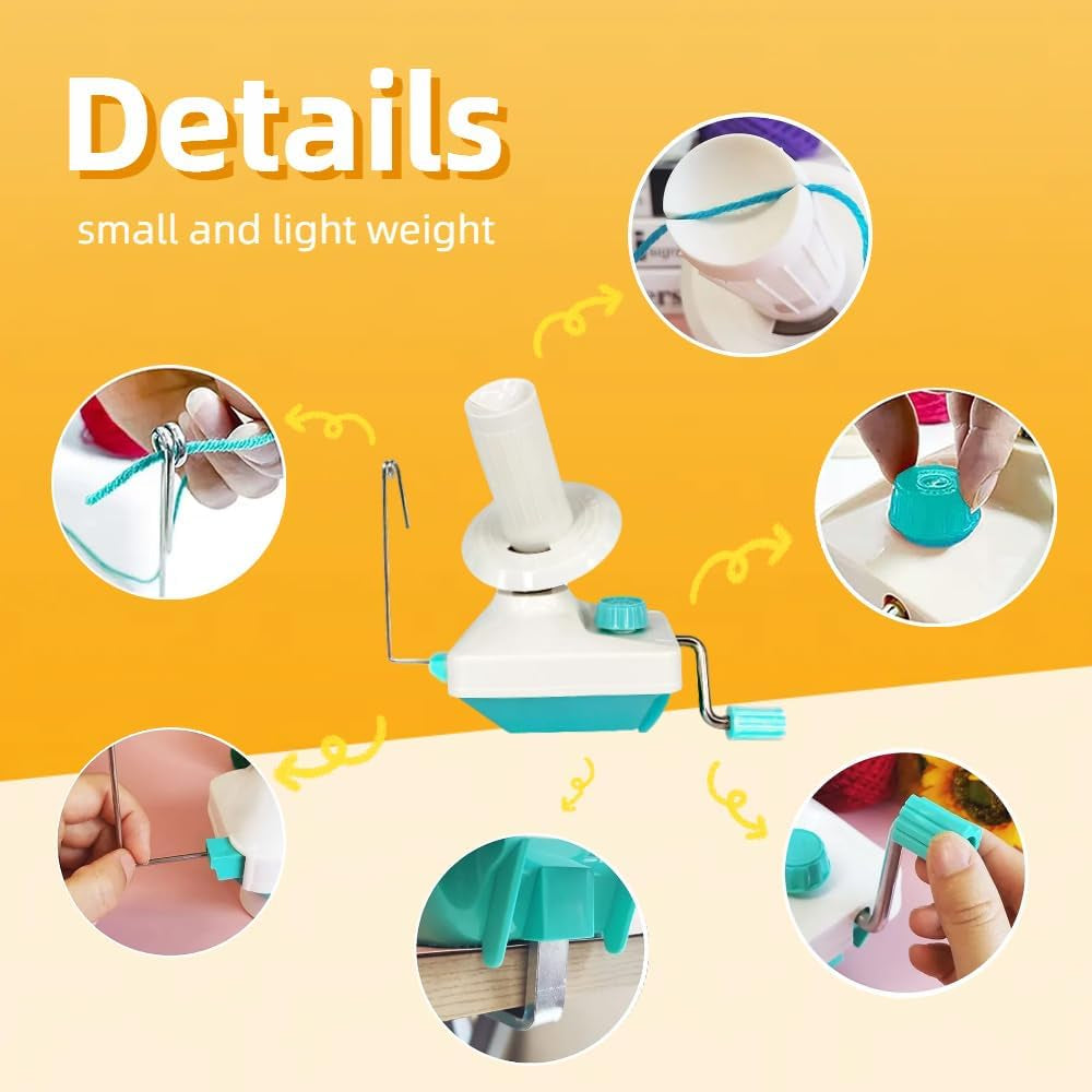Yarn Ball Winder, Convenient Yarn Winder for Yarn,Yarn Swift and Ball Winder Combo with Easy Installation for Yarn Storage +1 Set 4 Size Pompom Maker+20 Pieces Stitch Knitting Needles+1 PCS Scissors