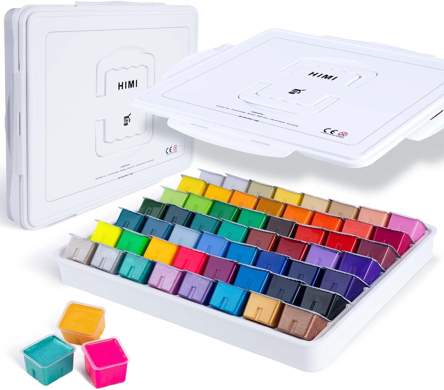 Gouache Paint Set, 56 Colors X 30G Unique Jelly Cup Design in a Carrying Case Perfect for Artists, Gouache Opaque Art Supplies for Professionals, and More