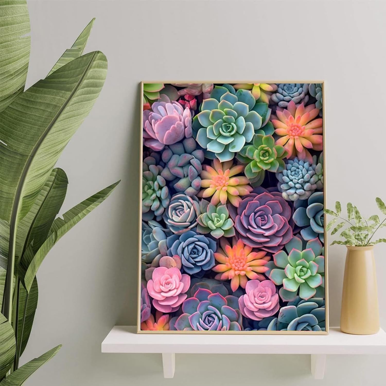 Succulent Paint by Numbers Kits for Adults Beginners-Succulent Plant Paint by Number for Adults,Easy Canvas Paint by Numbers for Adults for Home Wall Decoration and Gifts 16X20 Inch
