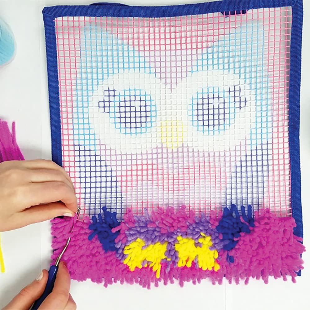 – Owl Latch Hook Kit – Easy-To-Learn Craft Project – No Sewing or Cutting – for Ages 6+