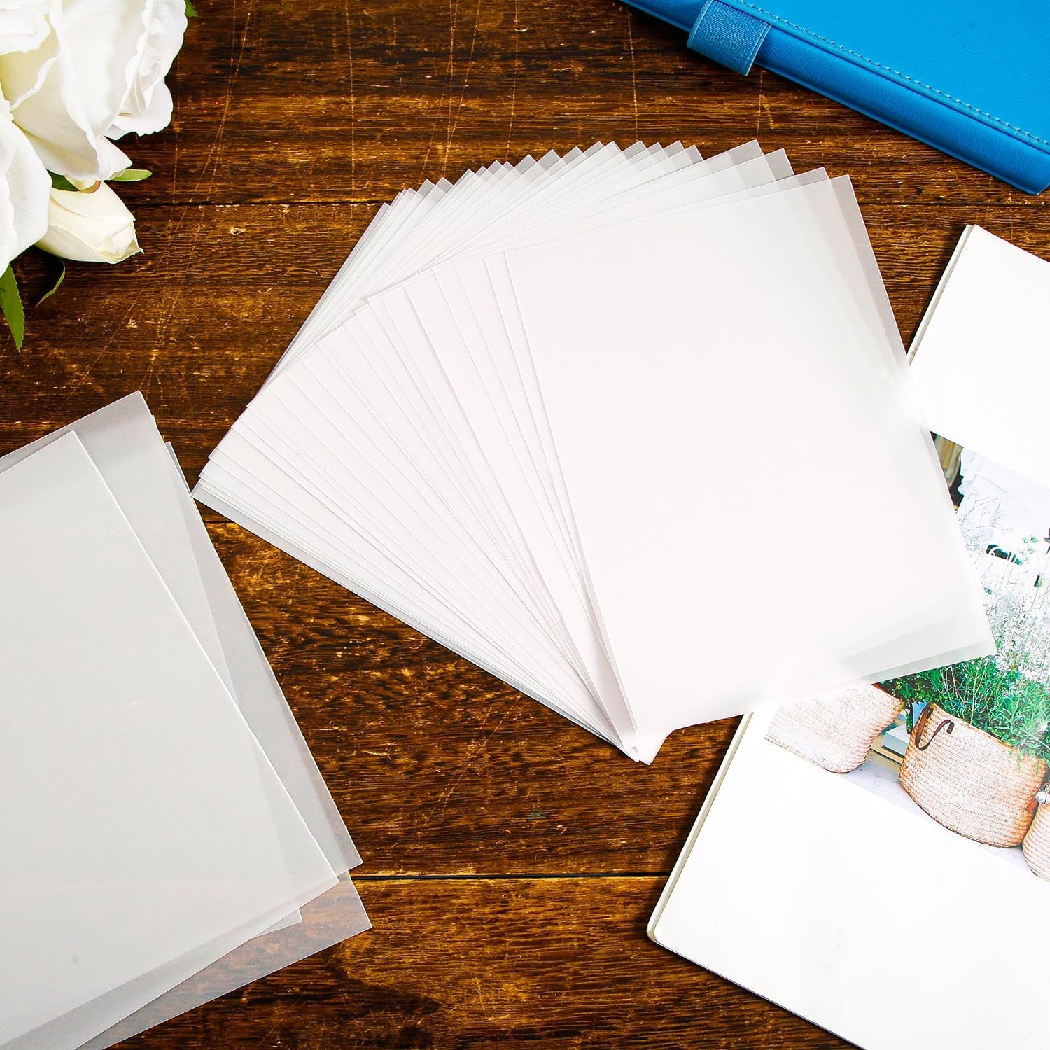 70Pcs Translucent Vellum Paper for Wedding Photo Cover, 5X7 Inch Printable Trace Paper for Invitations DIY Printing Wedding Photos Baby Shower Birthday Supplies Sketching