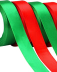4 Rolls 100 Yards Christmas Ribbons 1Inch Wide Holiday Satin Ribbons Fabric for Gift Wrapping and DIY Craft, Red & Green & Gold &White