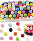 150PCS  Silicone Beads, 30 Colors 15Mm Silicone Beads Bulk for Keychain Making,Focal Beads Rubber round Bulk Beads Mixed Color Silicone Beads for DIY Crafts Making