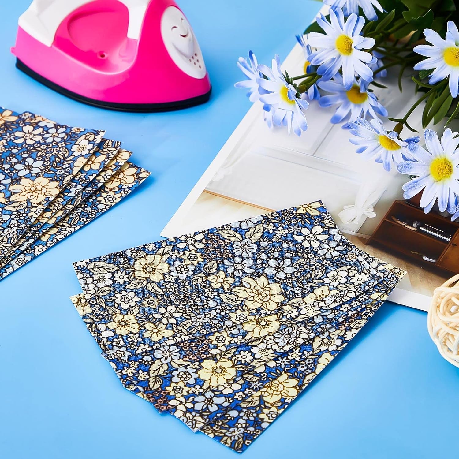 10 Pcs Iron on Patches for Jeans Floral Iron on Repair Patches Strong inside Repair for Clothing Antique Patches for Ripped Jeans Clothes Pants Knee, 4.7 X 2.4 Inches (Rustic Style)