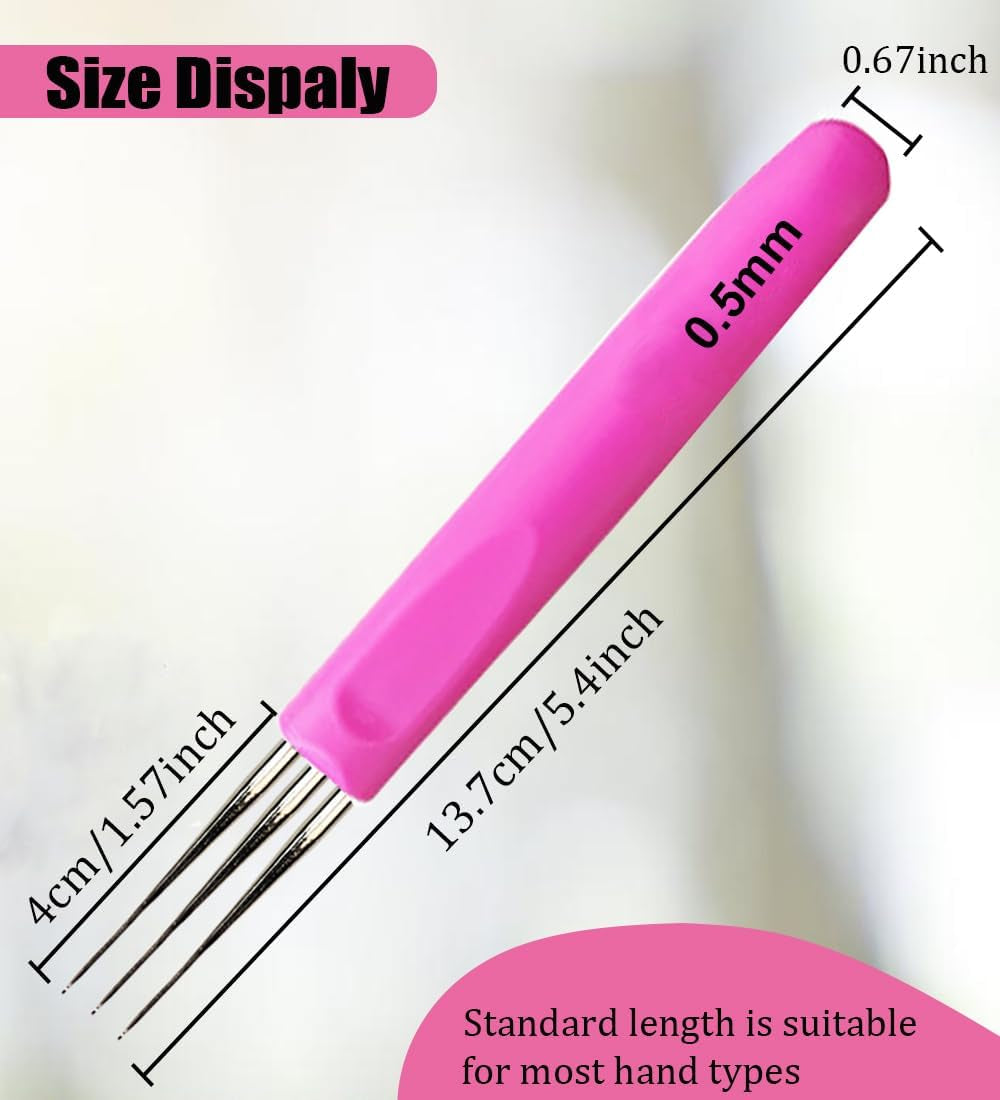 Dreadlock Crochet Hooks for Hair 0.5Mm,Locs Crochet Needle Dreads,Soft Ergonomic Handles Grip,2 Pieces Hair Interlocking Tool for Braid Craft (6 Crochet Hooks for Hair)