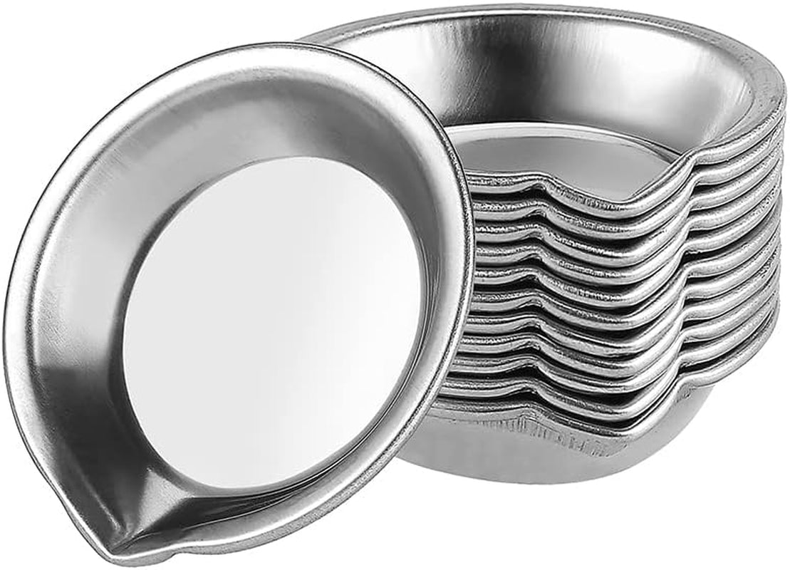 12Pcs Makeup Palette Stainless Steel Small round Paint Tray Artist Watercolours Paint Mixing Palette Tray,Silver,1.97 X 0.59 Inch