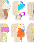 Unfinished Ice Cream Wood Cutouts Summer Crafts Bulk DIY Wood Cutouts Ice Cream Wooden Crafts Ice Cream Party Decor for Art Paint Birthday Ornaments, 6 Styles