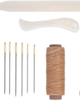 11 Pieces Bookbinding Kit Starter Tools Set Bone Folder Paper Creaser, Waxed Thread, Awl, Large-Eye Needles for DIY Bookbinding Crafts and Sewing Supplies