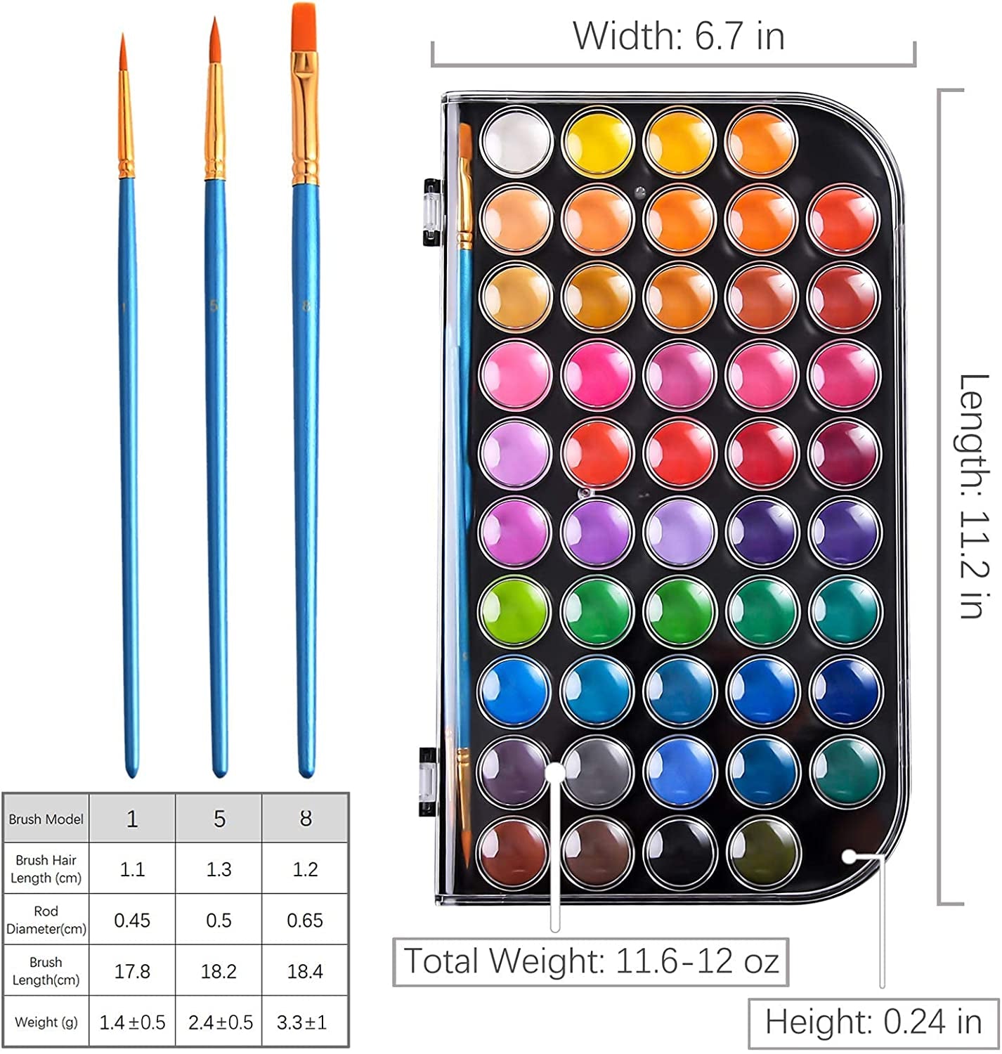 Upgraded 48 Colors Washable Watercolor Paint Set with 3 Brushes and Palette, Non-Toxic Paints Sets for Kids, Adults, Beginners Artists, Make Your Painting Talk…