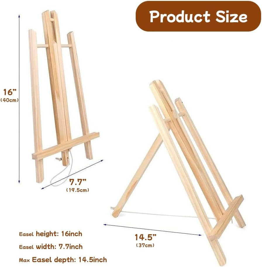 3Pack 16 Inch Wood Easels - Wooden Desktop Easel Stand, Multi-Purpose Art Easel for Painting Classes, Art Parties, Carrying &amp; Quality Guaranteed