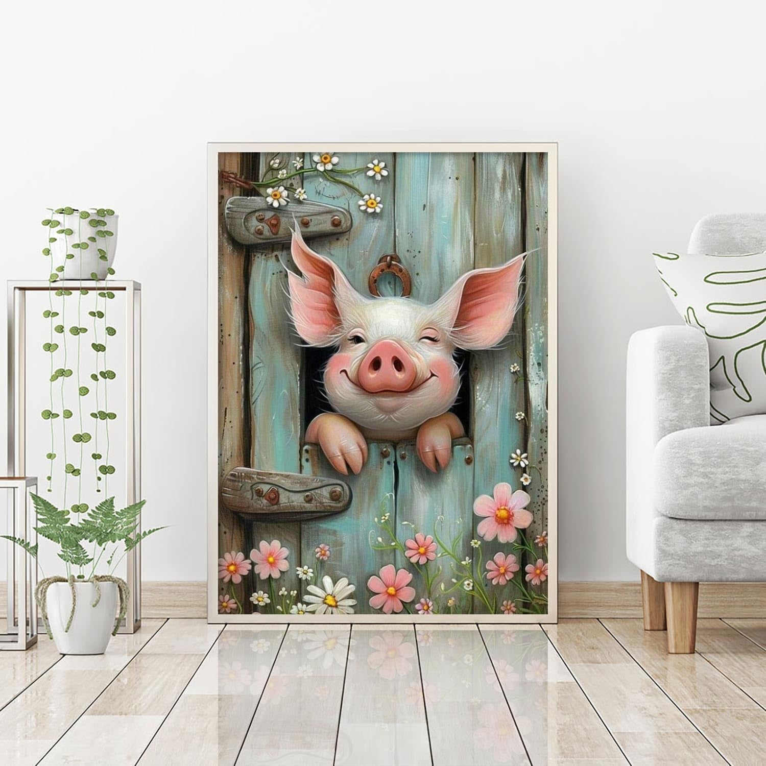 Pig Diamond Art Painting Kits for Adults-Round Full Drill Diamond Dots Paintings for Beginners, 5D Paint with Diamonds Pictures Gem Art Painting Kits DIY Adult Crafts Diamond Art Project Kits