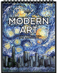 Modern Art Adult Coloring Book for Stress Relief, 50 Drawings Inspired by Famous Paintings, Smooth and Thick Paper, Spiral Binding, USA Printed, Lay Flat Hardback Book Cover, Ink Blotter Paper