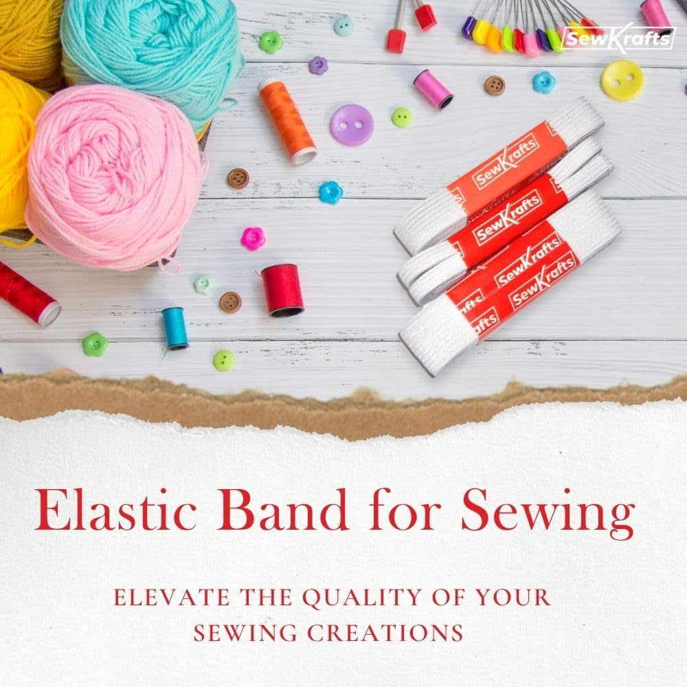 Knit Elastic - 3 Pack - 1/4" X 90", 1/2" X 45" and 3/4" X 36", Elastic for Sewing, White Elastic Bands for DIY Projects, Used on Waistbands, Sleeves, Necklines, Skirts, Swimwear, Leg Bands