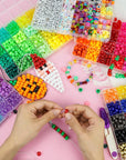 5 Boxes Bracelet Making Kit Pony Beads, 96 Colors 6X9Mm Friendship Bracelet Kit Large Plastic Kandi Beads for Bracelets with 800Pcs Letter Bead Bulk Crafts Gift for Kids Adults DIY Jewelry Toys
